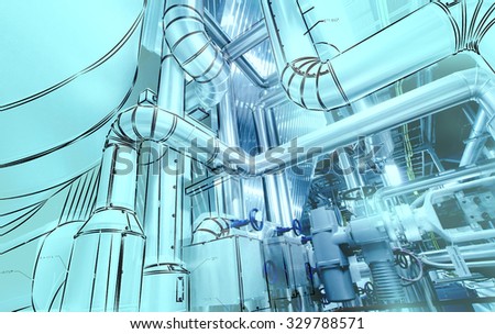 computer cad design of pipelines for modern industrial power plant

                