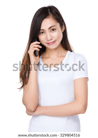Asian woman talk to cellphone