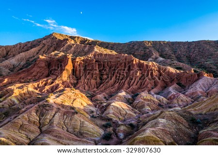 Fairy Tale Canyon (also Skazka), rock formations on the Issyk-Kul lake. Kyrgyzstan.