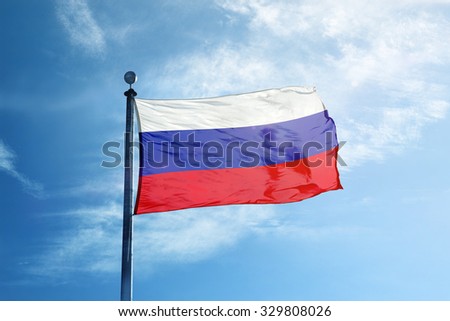 Russian flag on the mast Royalty-Free Stock Photo #329808026