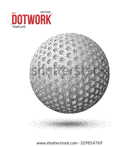 Illustration of Dotwork Golf Sport Ball Vector Icon made in Halftone Style