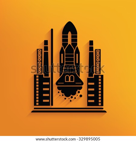 Rocket on yellow background,clean vector