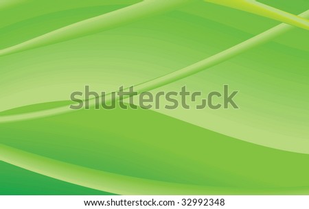 Abstract Green Background with Light Yellow Waves - Vector