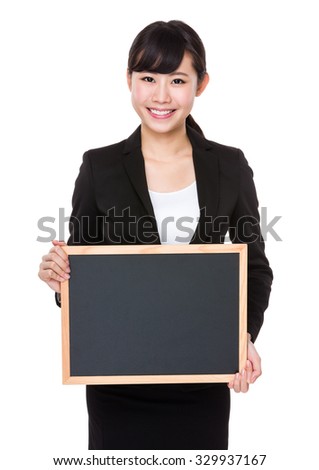 Businesswoman show with chalkboard