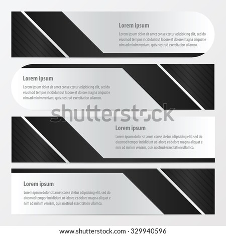 template banner set black and white color