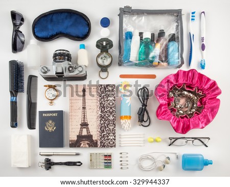 Travel Essentials Photomontage Royalty-Free Stock Photo #329944337
