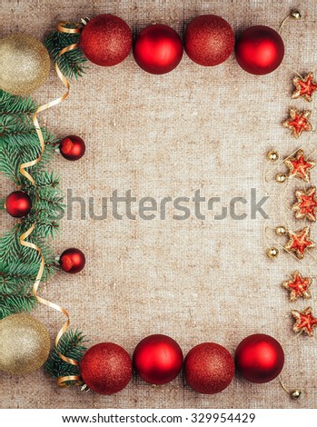 Christmas New Year rustic decoration background top view 