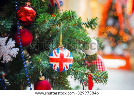 Christmas tree decoration with british flag