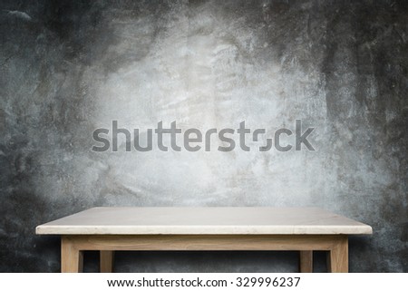 Empty top of natural stone table and stone wall background. For product display 