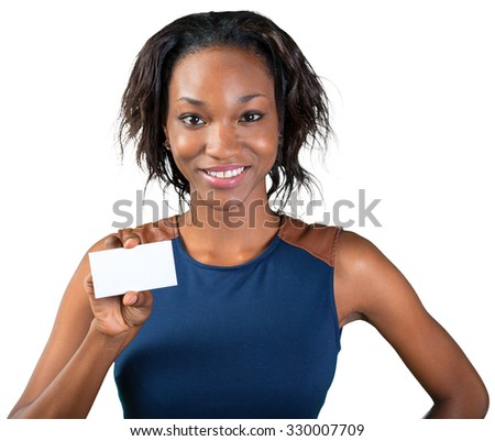 African american woman holding blank paper