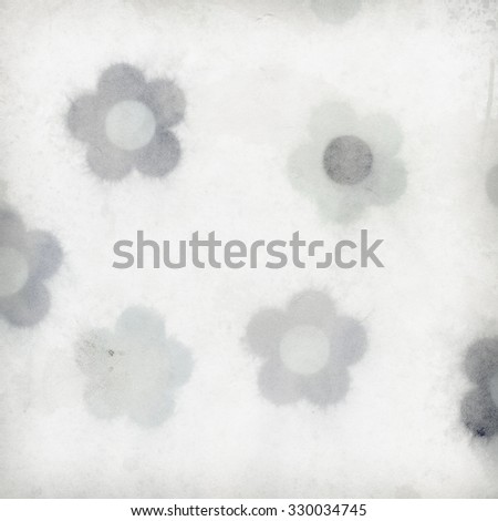Old paper with a picture of flowers, ranked in a moist environment.