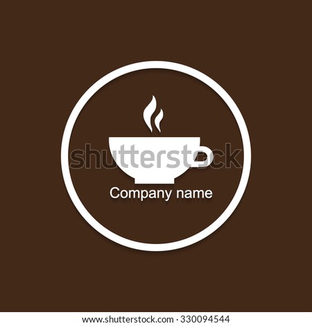 Logo cup of hot drink  with shadow