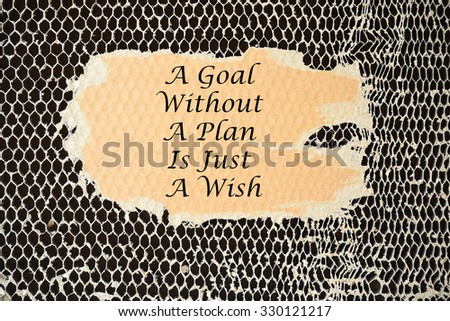 A Goal Without A Plan Is Just A Wish on paper torn