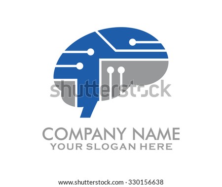 brain thinker memory component system technology silhouette logo image icon