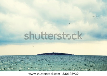 View to Saint Ivan island during storm, Black sea coast, Bulgaria