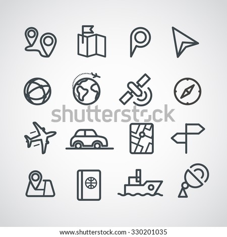 Different transportation icons collection. Vector clip-art