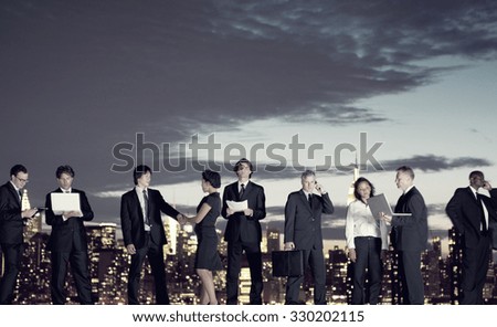 Business People Meeting Discussion Handshake Cityscape Concept