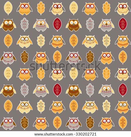 Seamless pattern with different owls
