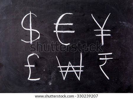 currency symbol on blackboard
