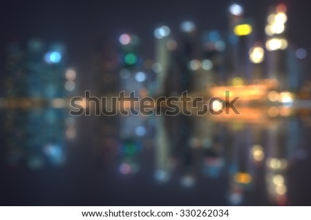 Blur Image of Singapore Cityscapes at Night