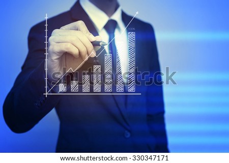 Closeup image of businessman drawing  graph,business strategy as concept
