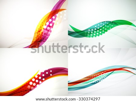 Set of abstract backgrounds. Elegant colorful decorated lines and waves with copyspace for your message. Banner advertising layouts - templates and wallpapers