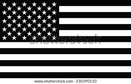 Black and white American flag.  Royalty-Free Stock Photo #330390110