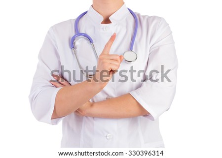 The doctor warns, index finger, isolated background