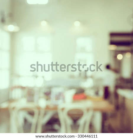 Abstract blur coffee shop cafe interior background - vintage filter