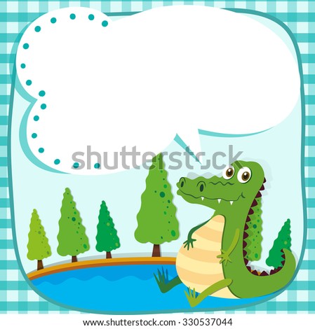 Border design with crocodile and pond illustration