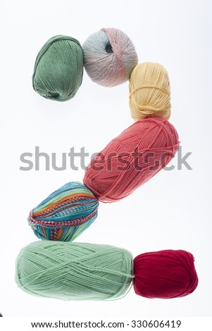 colorful number from yarns for the 2016 greetings card isolated on white