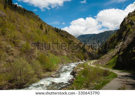 Altiparmak river in the Kackar mountains near Barhal. Artvin province, Turkey.