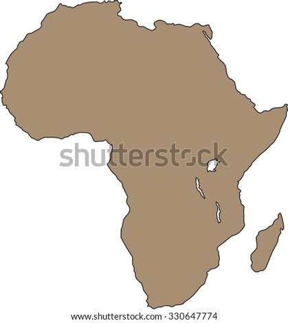Africa brown map, isolated on white background, vector