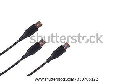USB cable black isolated on white background