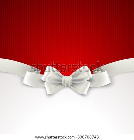Red Christmas background with white silk bow 