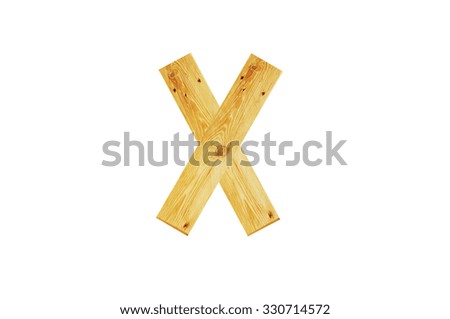 X, One letter of wooden alphabet isolated on white