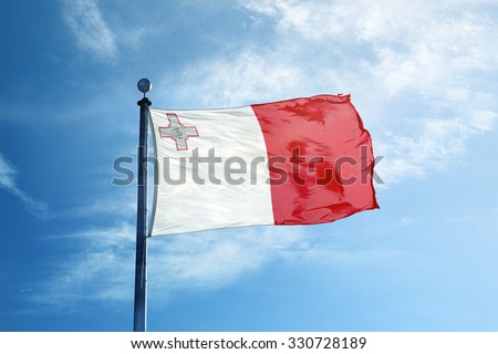 Flag of Malta on the mast Royalty-Free Stock Photo #330728189