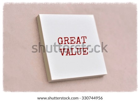 Text great value on the short note texture background