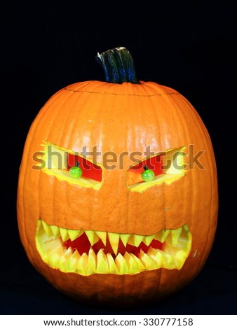 Halloween Pumpkin Face on black