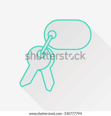 Vector green outline keys icon on white background with long shadow 