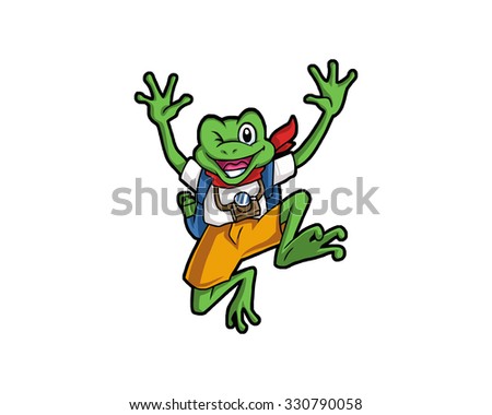 jumping frog toad cartoon mascot character image