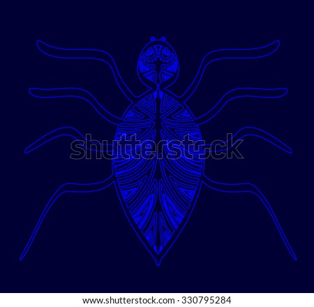 Spider with ornaments in ethnic style, vector illustration.