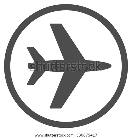 Airport vector icon. Style is flat gray symbol, rounded angles, white background.