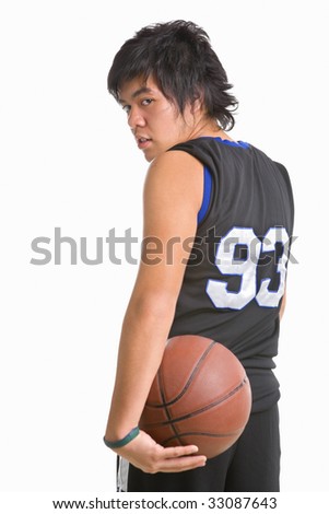 Basketball player pose from backside
