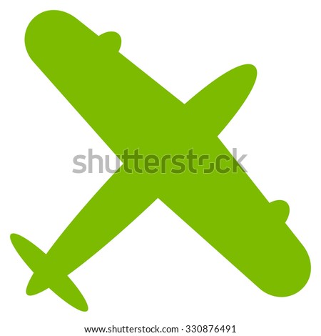 Aeroplane vector icon. Style is flat eco green symbol, rounded angles, white background.