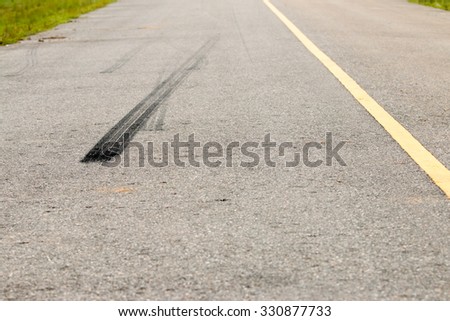 Brake lines of cars on the road.