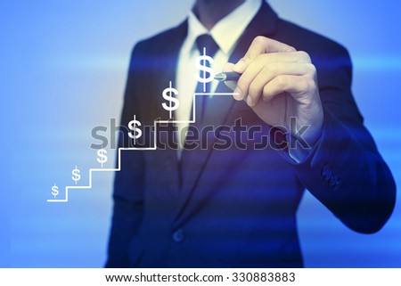 Closeup image of businessman drawing  graph,business strategy as concept Royalty-Free Stock Photo #330883883