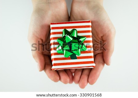 Christmas present in hands