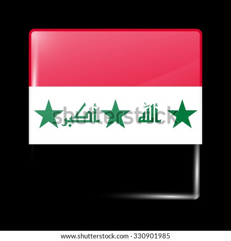 Old Version of Flag of Iraq. Glassy Icon Square Shape. This is File from the Collection Flags of Asia