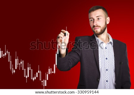 Businessman draws a graph